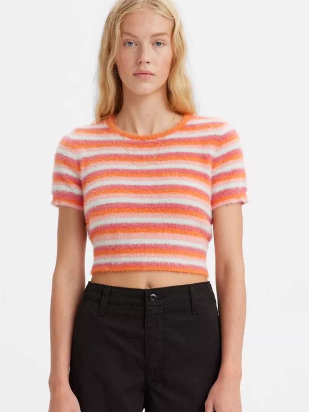 Levi's Peach Fuzz Striped Crop Top